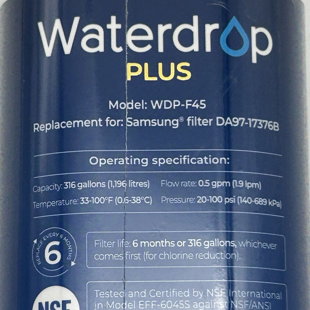 Waterdrop Plus WDP-F45 Refrigerator Water Filter 3 Pack for Samsung HAF-QIN/EXP